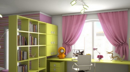 Детская комната для девочки зеленого цвета