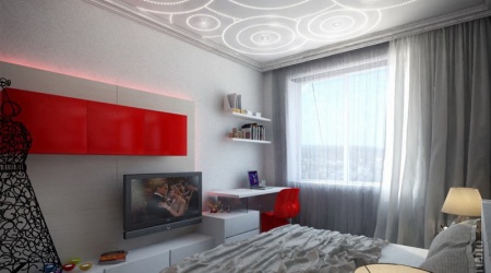 Современная мебель для десткой красно-белого цвета