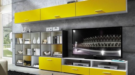 Черно-оранжевая мебель для гостиной