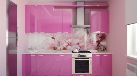 Кухня из пластика фуксия