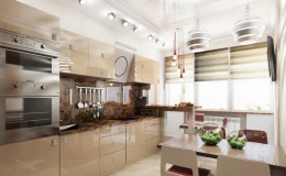 Кухня из пластика светло-коричневая фото №1