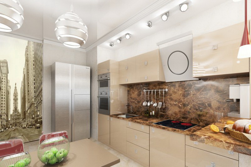 Кухня из пластика светло-коричневая фото №2