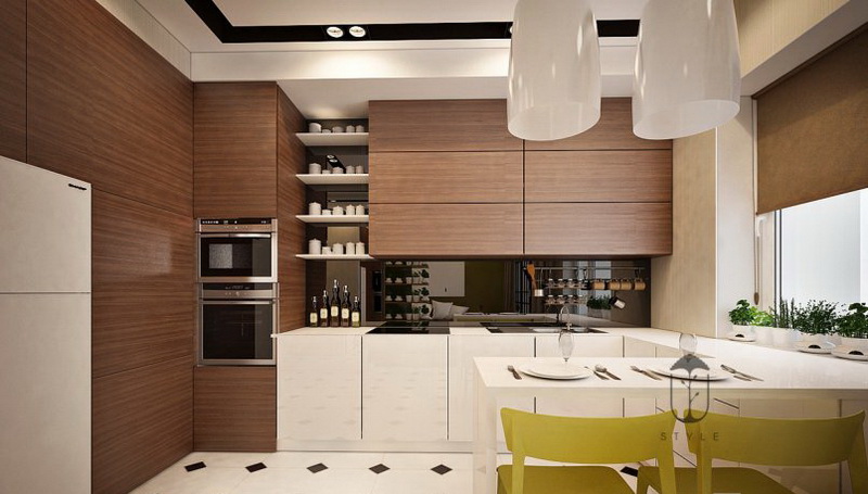 Коричневая кухня из пластика фото №1