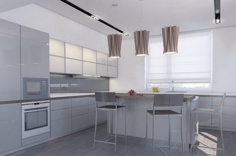 Кухня из пластика серая фото №1