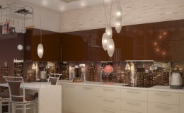 Кухня из пластика бежево-коричневая фото №5