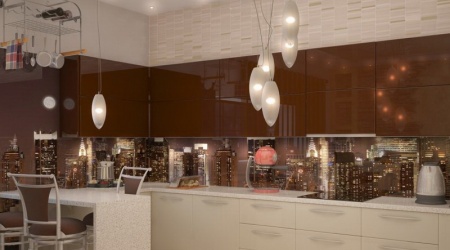 Кухня из пластика бежево-коричневая