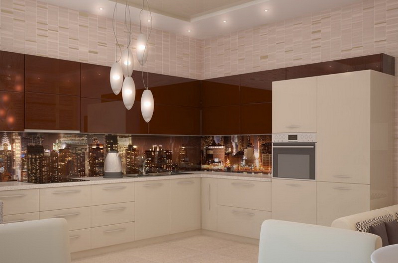 Кухня из пластика бежево-коричневая фото №2