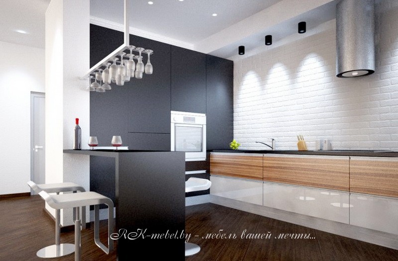 Кухня из пластика с барной стойкой фото №1