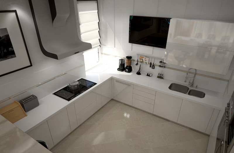 Кухня из мдф угловая белая фото №1