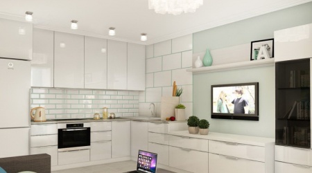 Кухня из мдф белая угловая