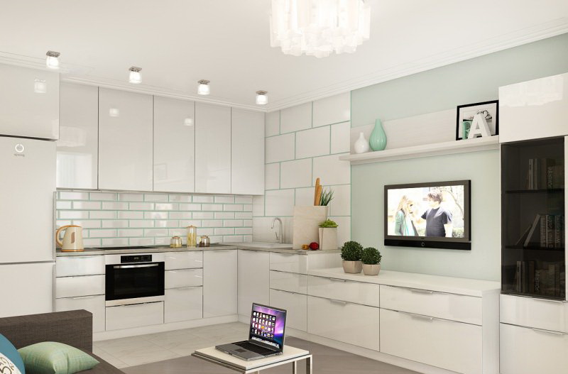 Кухня из мдф белая угловая фото №1