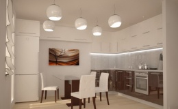 Кухня из мдф угловая коричнево-белая фото №4