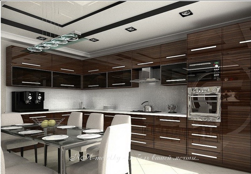 Угловая кухня из пластика коричневого цвета фото №1