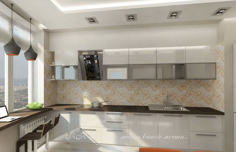 Угловая кухня из пластика белого цвета фото №1