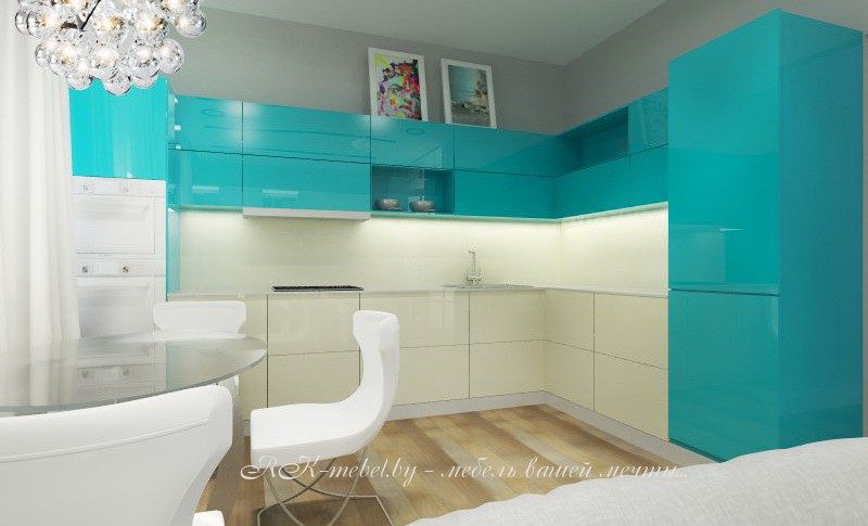 Угловая кухня из крашеного мдф фото №1