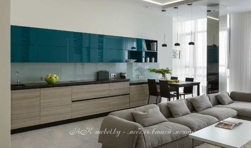 Линейная кухня из мдф крашеного и лдсп EGGER фото №1