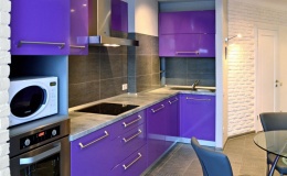 Кухня из мдф крашеного | фиолетовая фото №1