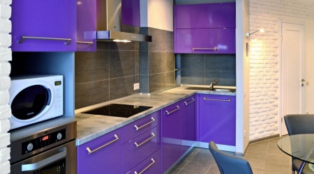 Кухня из мдф крашеного | фиолетовая