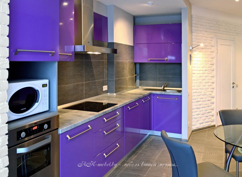Кухня из мдф крашеного | фиолетовая фото №1