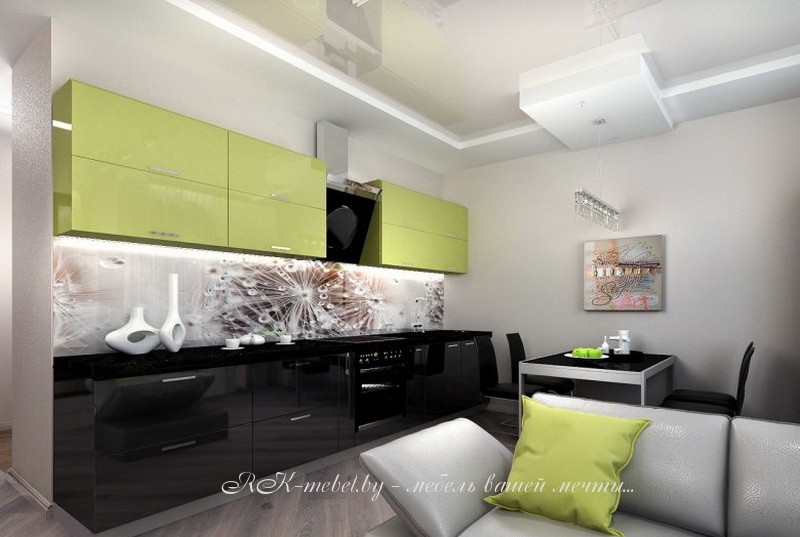 Линейная кухня из пластика фото №1