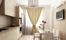 Бежевая кухня из пластика фото №5