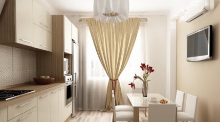 Бежевая кухня из пластика