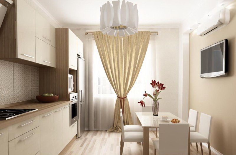 Бежевая кухня из пластика фото №1