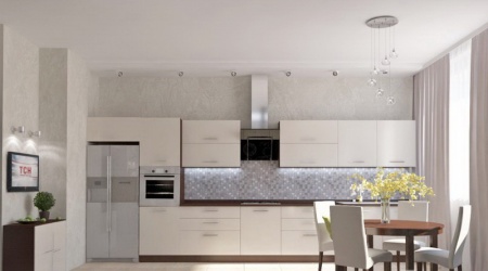 Бежевая кухня из пластика