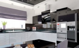 Кухня из пластика черно-белая фото №1