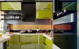 Кухня из пластика лайм для малогабаритной квартиры фото №6