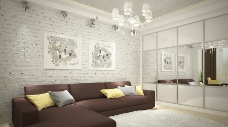 Шкаф-купе с зеркалом и стеклом лакобель.