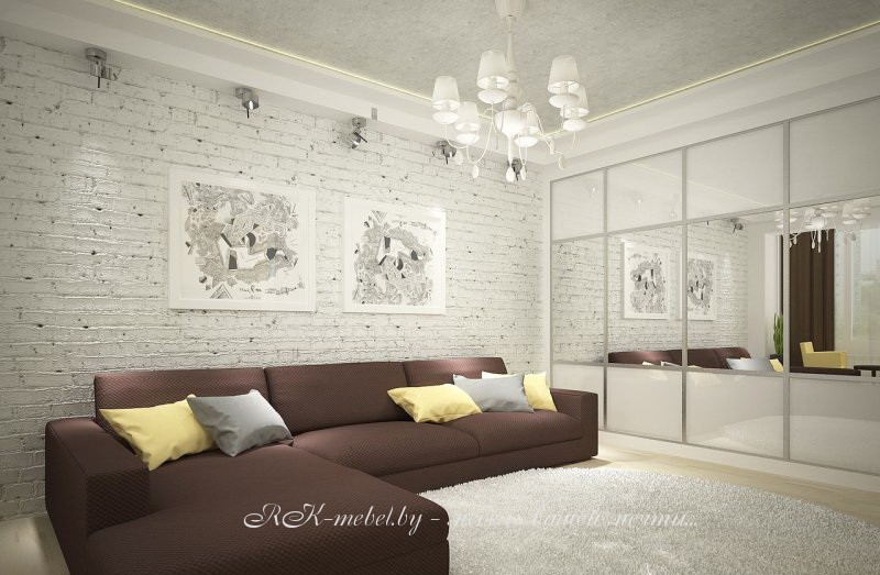 Шкаф-купе с зеркалом и стеклом лакобель. фото №1