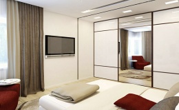 Шкаф-купе со стеклом лакобель и зеркалом фото №3