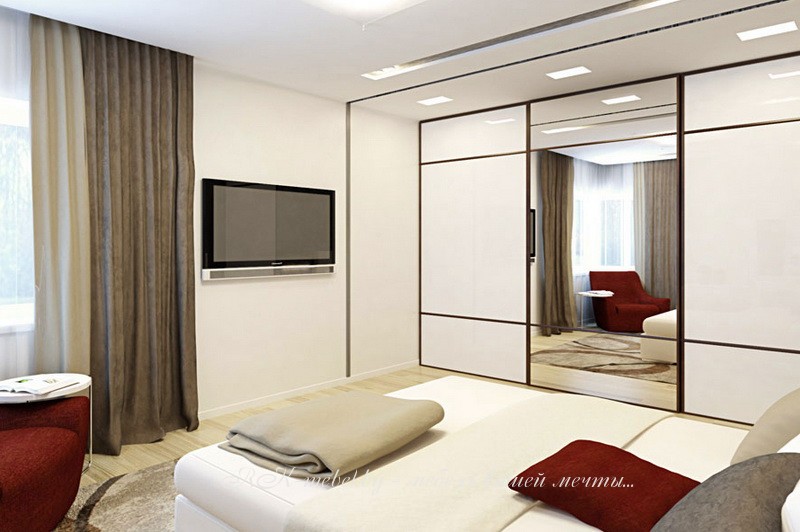 Шкаф-купе со стеклом лакобель и зеркалом фото №1